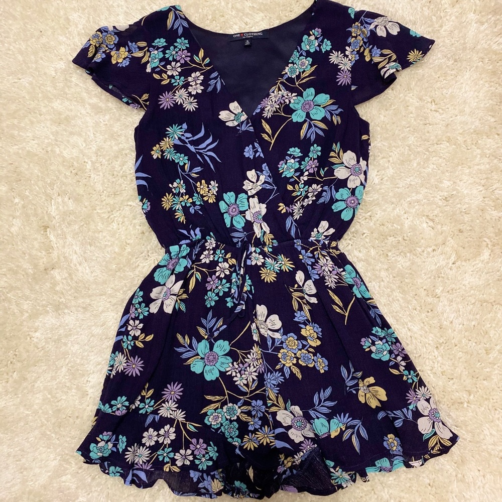 Navy Floral Romper-Small